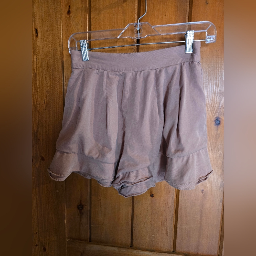 Tularosa Tan Shorts with Flouncy Hem